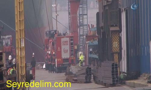 Tuzla'da gemide yangın