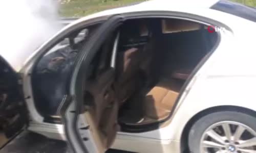 Kuzey Marmara Otoyolu'nda lüks otomobil alev alev yandı 