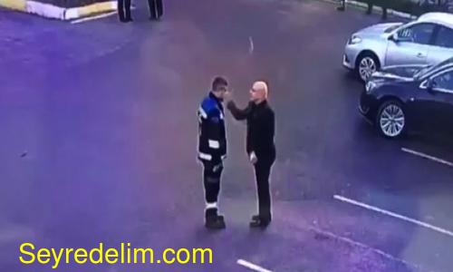 Zabıta daire başkanının zabıta memuruna dayağı kamerada
