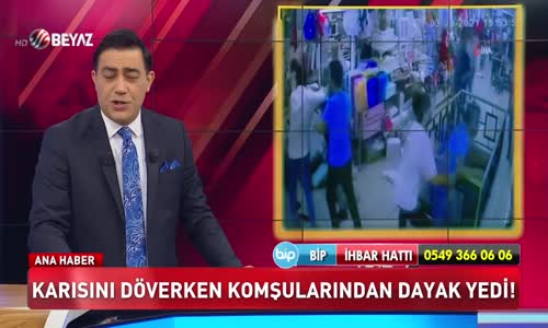 Karısını döverken komşularından dayak yedi!
