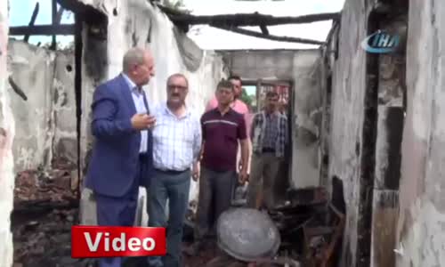 Engelli Eşini Yanmaktan Son Anda Kurtardı Çıkan Yangında 5 Kişilik Aile Evsiz Kaldı