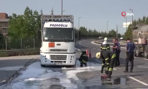 LPG yüklü kamyonun balatasında yangın çıktı, facia son anda önlendi 