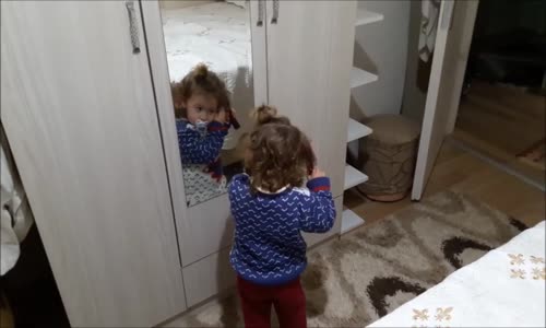 Ayna Karşısında Saçını Tarayan Küçük Kız