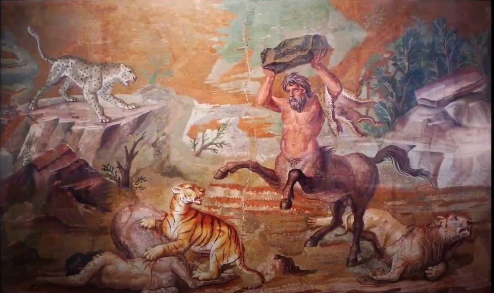 Bir Çift Sentor Yırtıcı Kedilerle Savaşıyor, Hadrian Villası, Tivoli