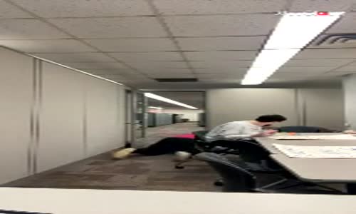 Ofiste Koşarken Yere Kapaklanan Kadın 