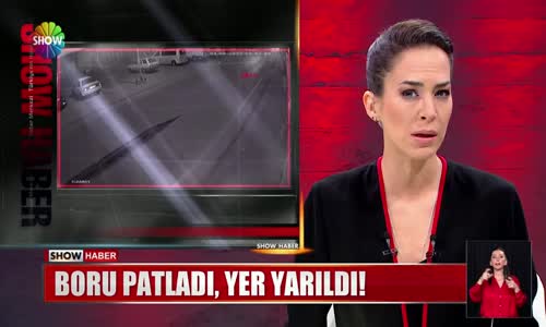 Boru patladı, yer yarıldı!