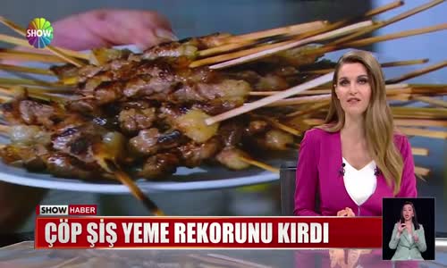 Çöp şiş yeme rekorunu kırdı