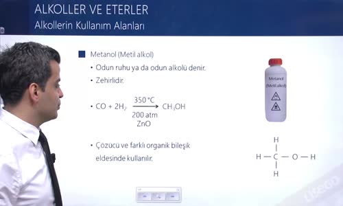 EBA KİMYA LİSE -  ORGANİK BİLEŞİKLER 2 - ALKOLLER VE ETERLER - ALKOLLERİN KULLANIM ALANLARI