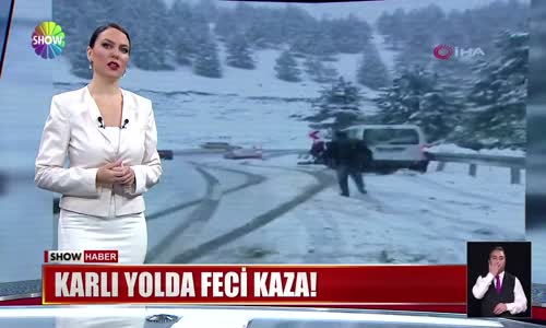 Karlı yolda feci kaza! 