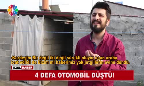 Evin çatısına otomobil Düştü