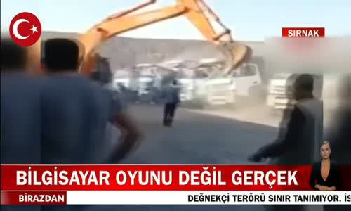 Şırnak'ta Bir Kepçe Operatörü Maaşını Alamayınca Sinirlendi Kepçeyle Kamyonları Parçaladı!