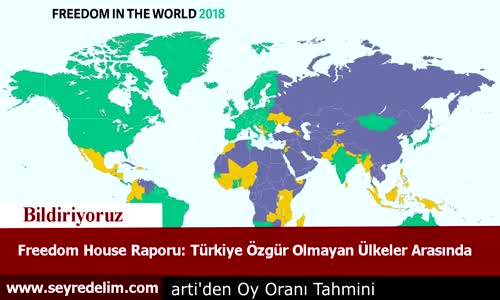 Freedom House Raporuna Göre  Türkiye Özgür Olmayan Ülkeler Arasında
