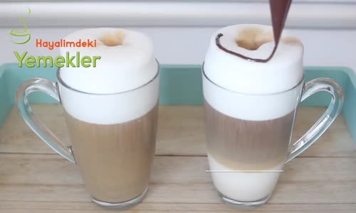 Kahve Makinesi Olmadan 3 Katı Belli Olan Bol  Süt Köpüklü Latte Macchiato Kahve 