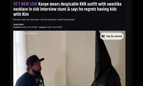 CONTROLLED OPPOSITION KANYE WEST WEARS SATANlC BLACK K_K_K OUTFIT FOR HIS FREEMAS0NIC HANDLERS!