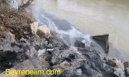 Sakarya Nehri’ne akan kimyasal atık nehri siyaha bürüdü