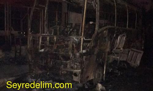 Büyükçekmece’de otobüs alev alev yandı