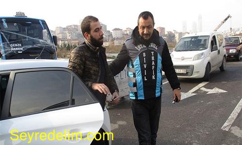 Merdivenlerden aracı ile inen sürücü gözaltına alındı