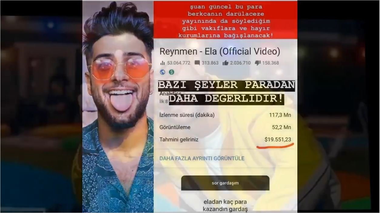 Reynmen Ela Şarkısından İşte Bu Kadar Kazanmış