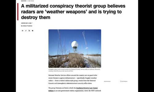 MILITARIZED CONSPIRACY THEORY GROUP TARGETING RADAR TOWERS OVER BELIEF THEY ARE WEATHER WEAPONS!