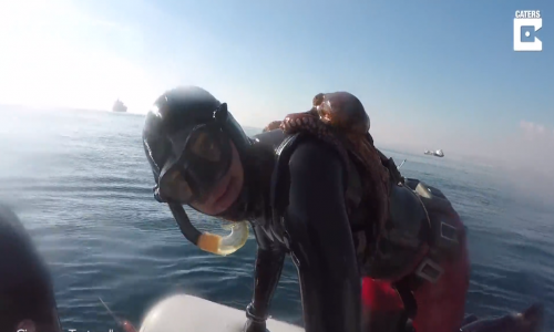 Balıkçının Sırtına Yapışan Ahtapottan Kurtulma Çabası