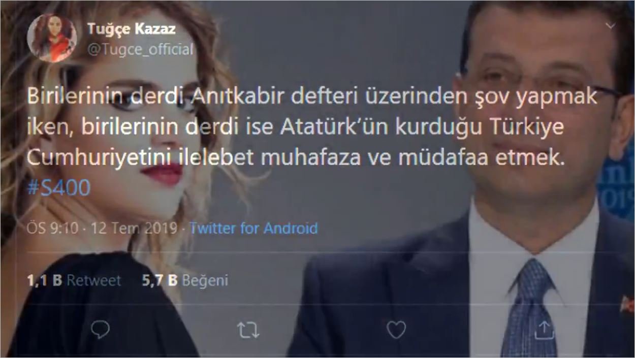 Tuğçe Kazaz'dan Ekrem İmamoğlu'na Anıtkabir Göndermesi Geldi