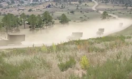 happened 7 minutes ago. Hamas troops emerge from the bushes destroying Israeli logistics trucks