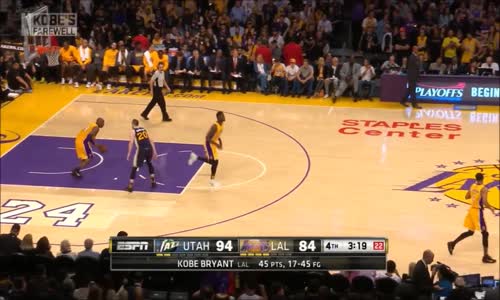 Kobe's Amazing Last 3 minutes and 20 seconds __ Lakers - Jazz 4.13.2016