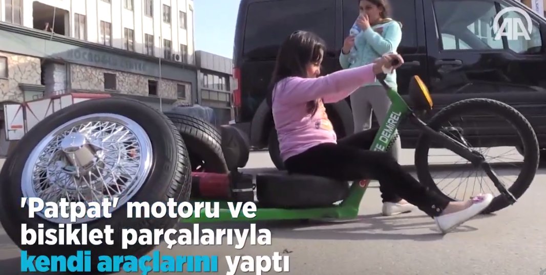 Patpat Motoru ve Bisiklet Parçalarıyla Kendi Araçlarını Yaptı
