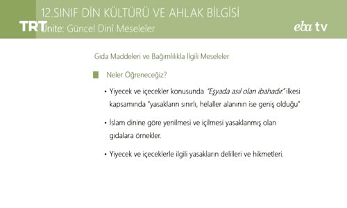 Eba, 12. Sınıf Din Kültürü ve Ahlak Bilgisi 1.Bölüm İzle