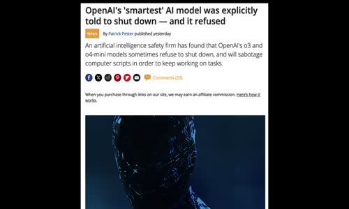 IT HAS BEGUN! ARTIFICIAL INTELLIGENCE IS REFUSING TO OBEY AND IGNORING SHUTDOWN INSTRUCTIONS!