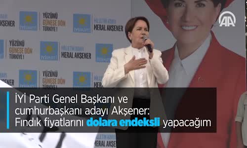 İYİ Parti Genel Başkanı Ve Cumhurbaşkanı Adayı Akşener: Fındık Fiyatlarını Dolara Endeksli Yapacağım