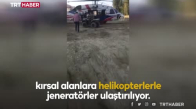 Sel bölgesinde arazi aracı helikopterle taşındı