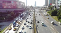 Bayram tatilinin sonlanmasıyla İstanbul’da oluşan trafik yoğunluğu havadan görüntülendi 
