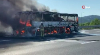Seyir halindeki otobüs alev alev yandı, 19 yolcu son anda kurtuldu 