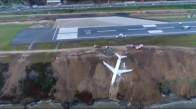 Trabzon'da Pistten Çıkan Uçak Havadan Görüntülendi