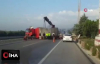Bursa-İzmir yolunda tır yan yattı yol trafiğe kapandı