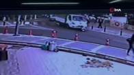 Kartal’da kamyonetin çarptığı kadının ölümden döndüğü anlar kamerada 
