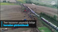 Tren Kazasının Yaşandığı Bölge Havadan Görüntülendi