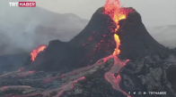 İzlanda'daki yanardağda lav püskürmesi dronla görüntülendi