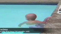 Bebeğin Havuzda Dalgıç Gibi Yüzmesi