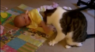 Kedi Ve Küçük Çocuğun Tatlı Anları